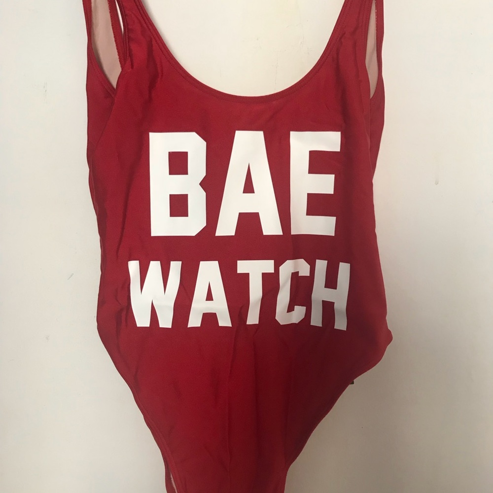 NWT - Bae Watch Red One Piece Bathing Suit - Picture 5 of 6